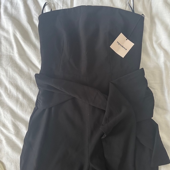 Superdown Jordan Tie Waist Jumpsuit in Black - Picture 4 of 7